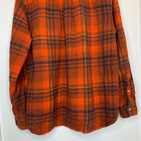 Men’s THE NORTH FACE Orange Plaid Long Sleeve Button Down Flannel Shirt sz Large - Picture 6 of 8